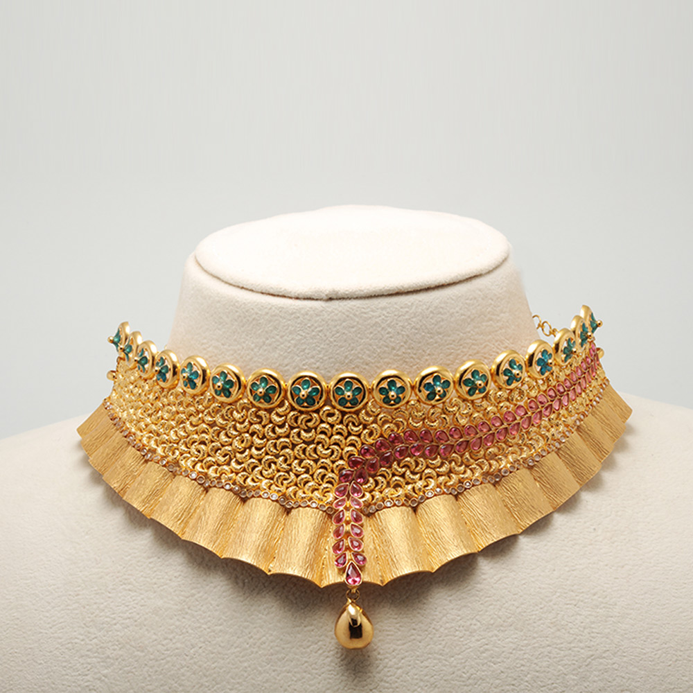 Great Deal! Matte finish choker necklace | South Indian antique gold n –  Indian Designs