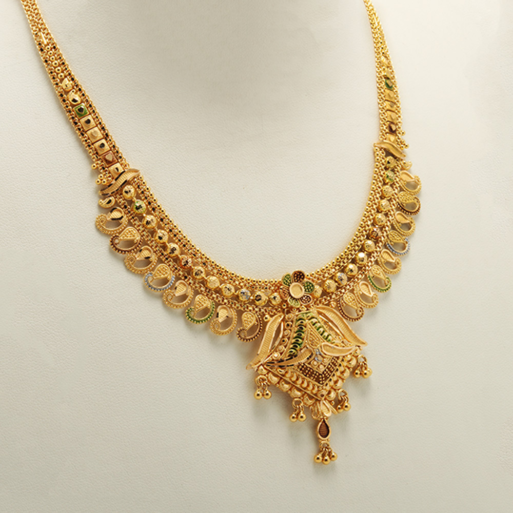Fancy Cl Bengali Work Necklace With Glass Meenakeri Work