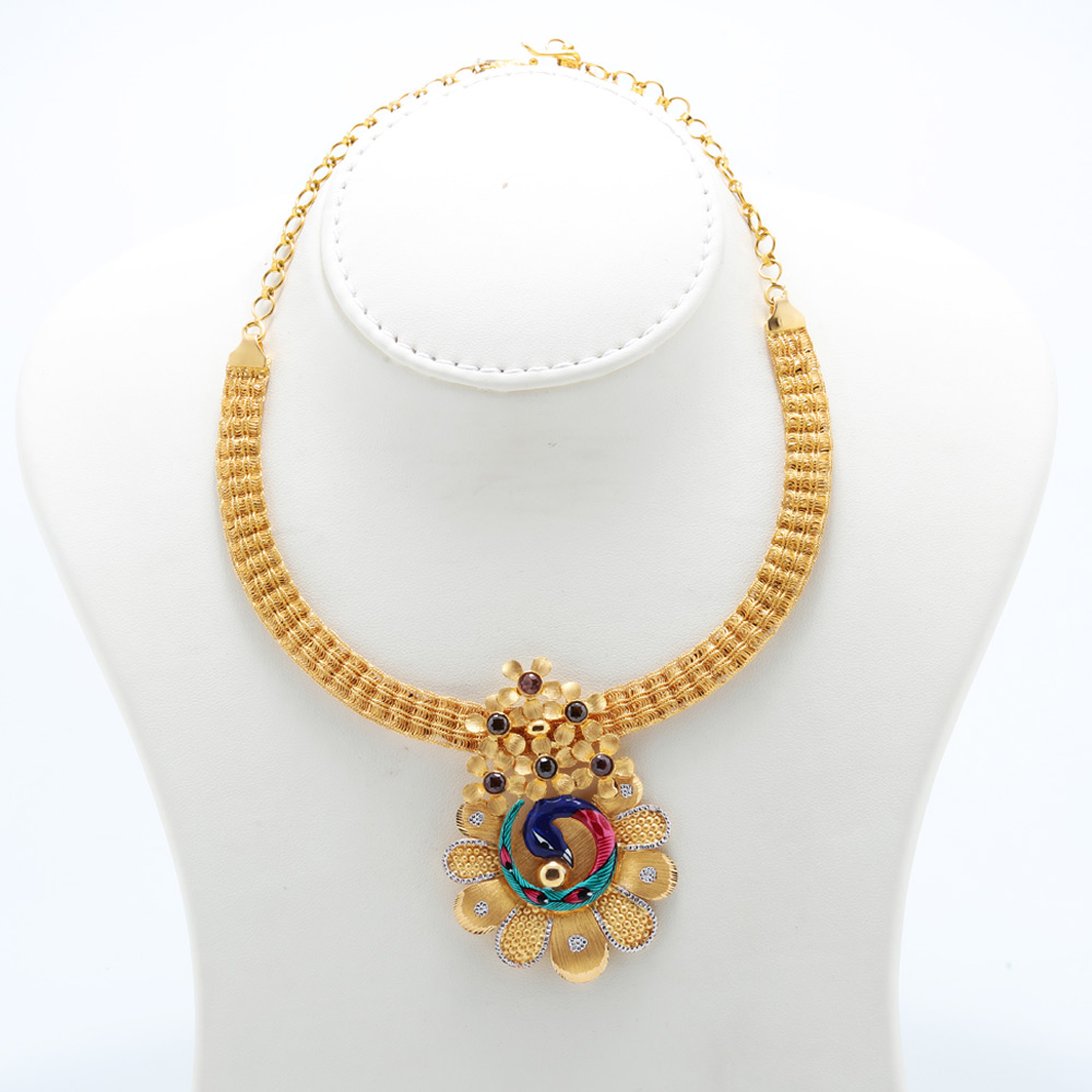 Necklace Round Peacock Marble Meena